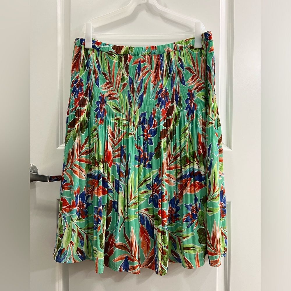 North Style Floral Tropical Print Elastic Pull On Waist Skirt Size XL